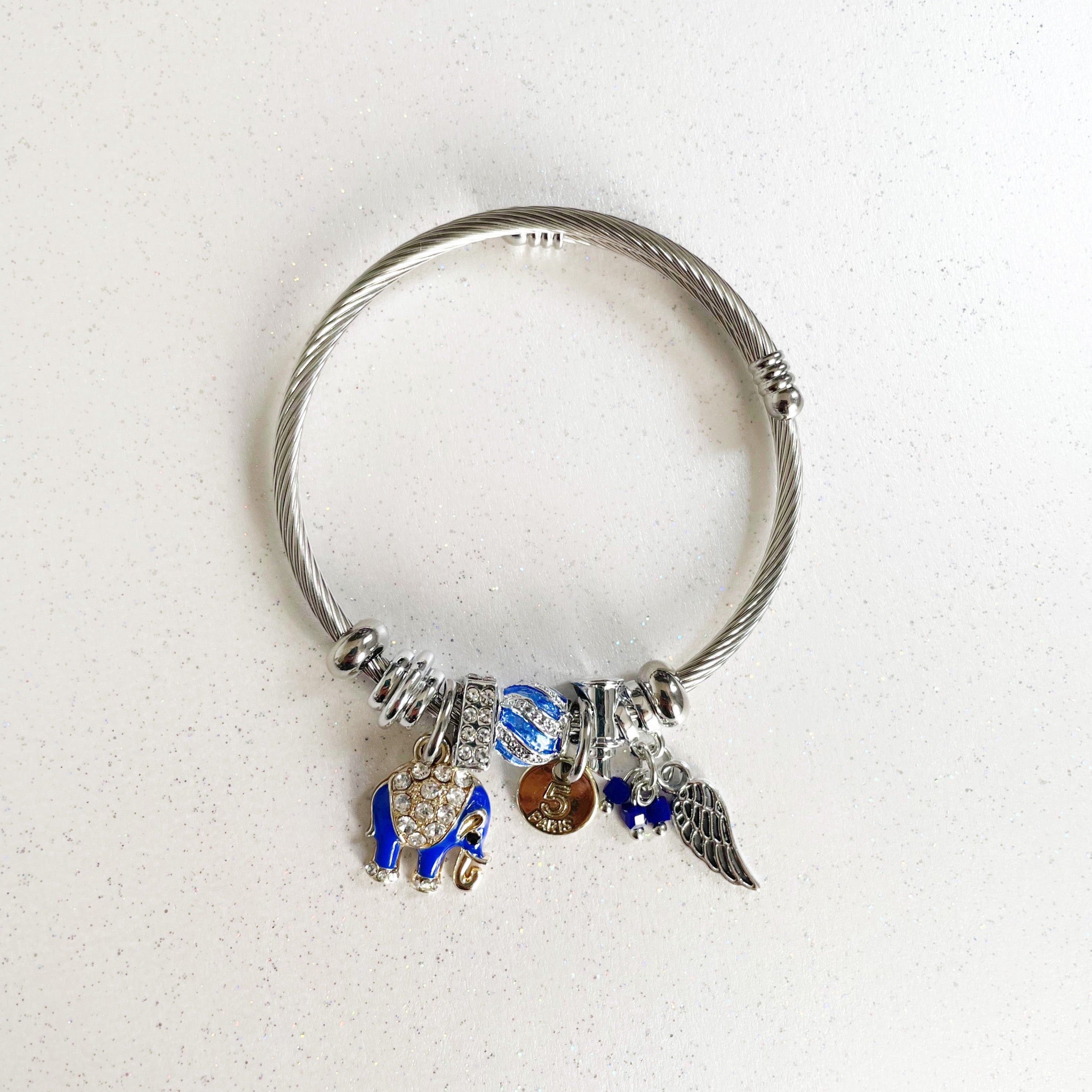 Nixi Silver  Elephant Charm Bracelet