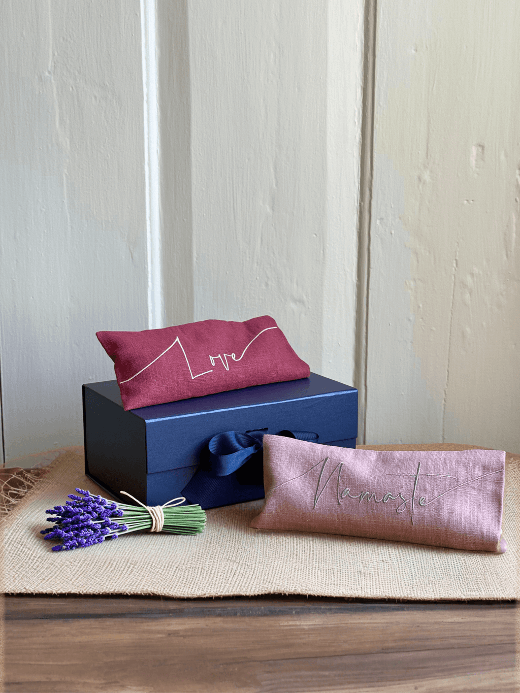 Namaste Embroidered Linen and Lavender Eye Pillow
