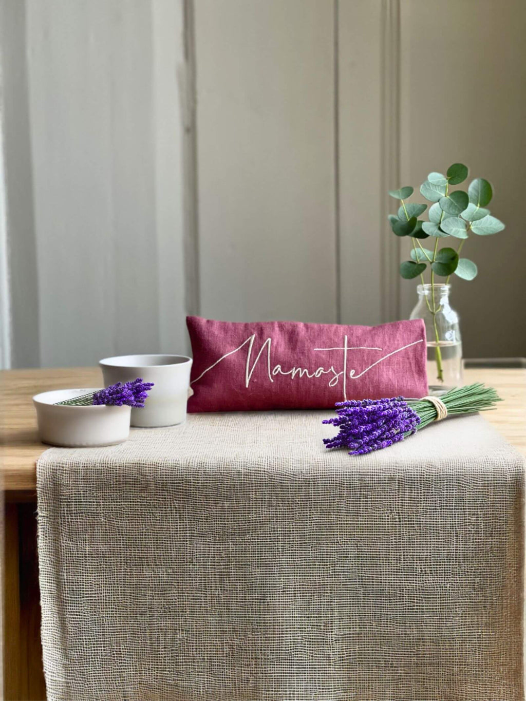 Namaste Embroidered Linen and Lavender Eye Pillow