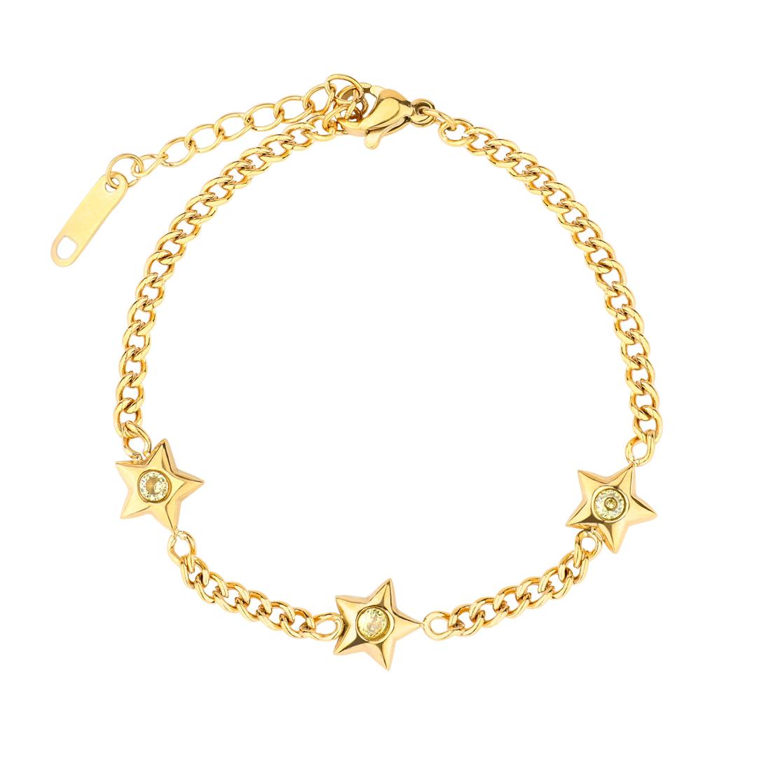 Stevie Luxe 18k Gold Plated Star Charm Bracelet