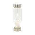 Crystal Infused Glass Water Bottle - Cleansing Clear Quartz - Chips
