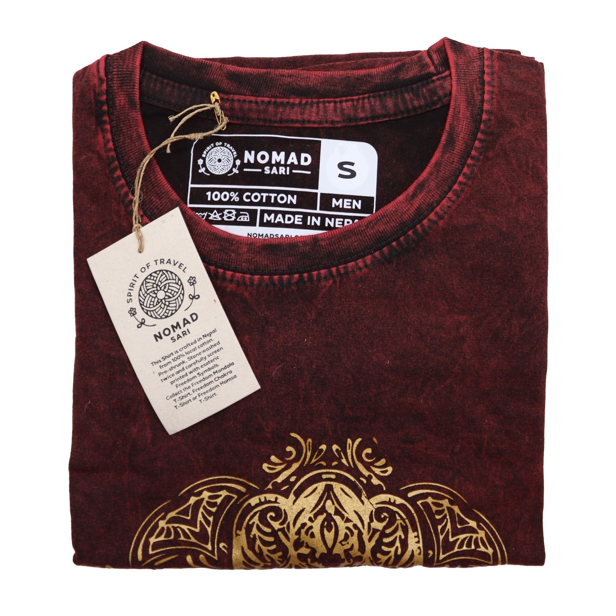 Small Stone Washed T-Shirt - Hamsa - Maroon