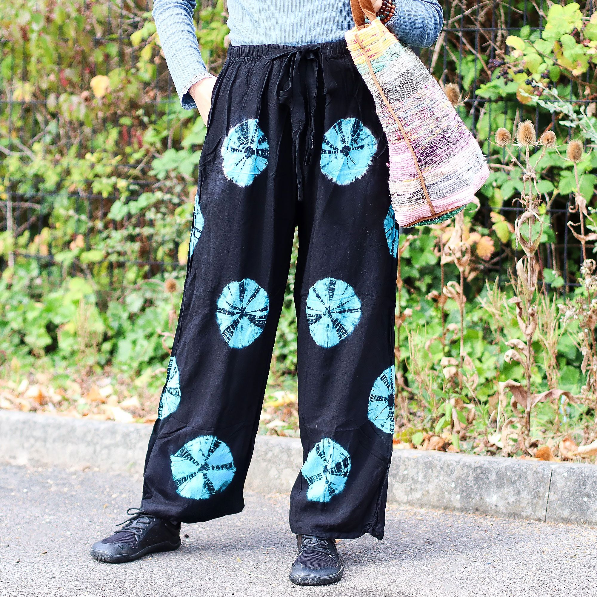 Japanese Style Lounge Pants - Med -Black, Blue