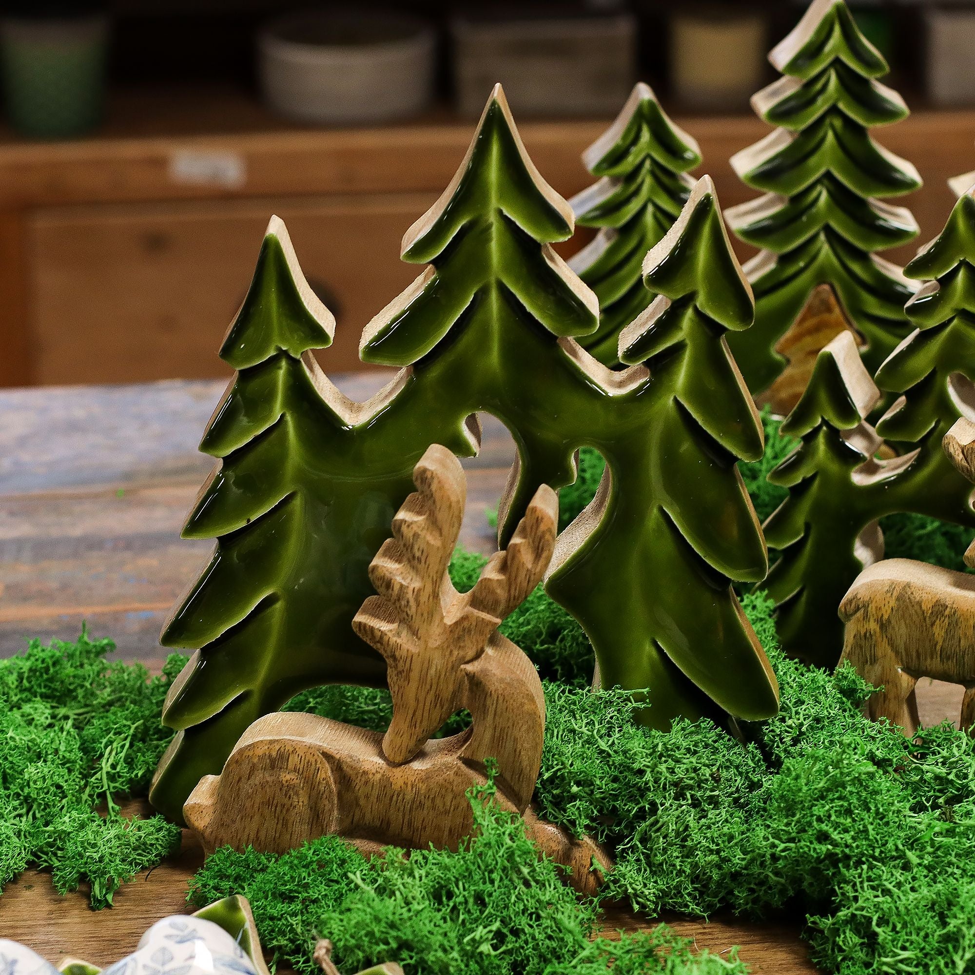 Lost in the Forrest -  Stag in the Forrest 3D Wooden Decoration - 23x20cm