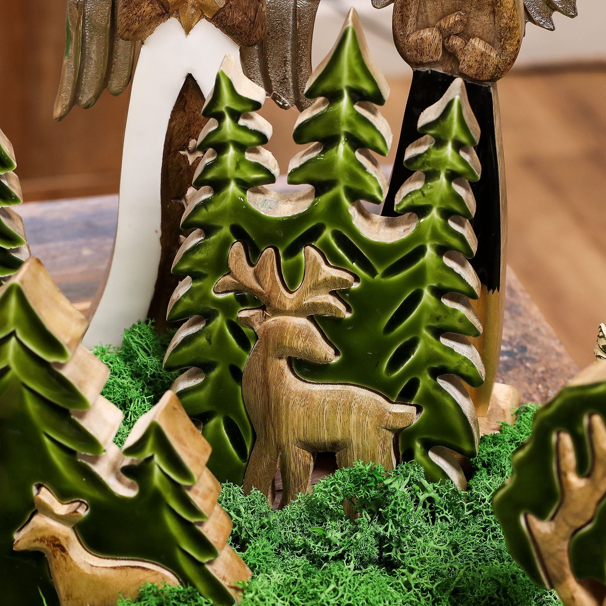 Lost in the Forrest -  Stag in the Forrest 3D Wooden Decoration - 25x15cm