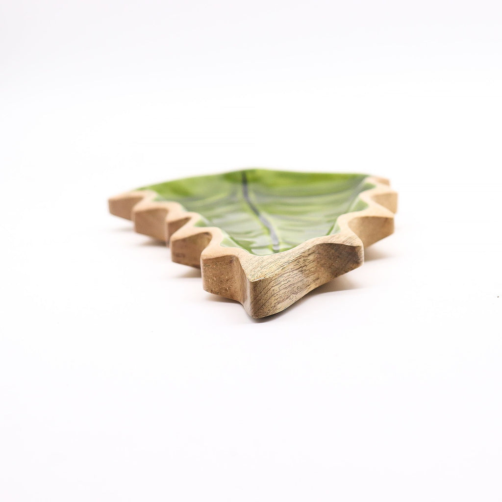 Lost in the Forrest -  Enamel Leaf Wooden Bowl - 33x17cm