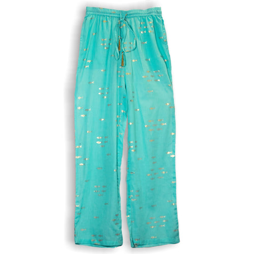 (ML) Nomad Sari On the Med Collection - Lounge Pants - Turquoise & Gold Fish Design