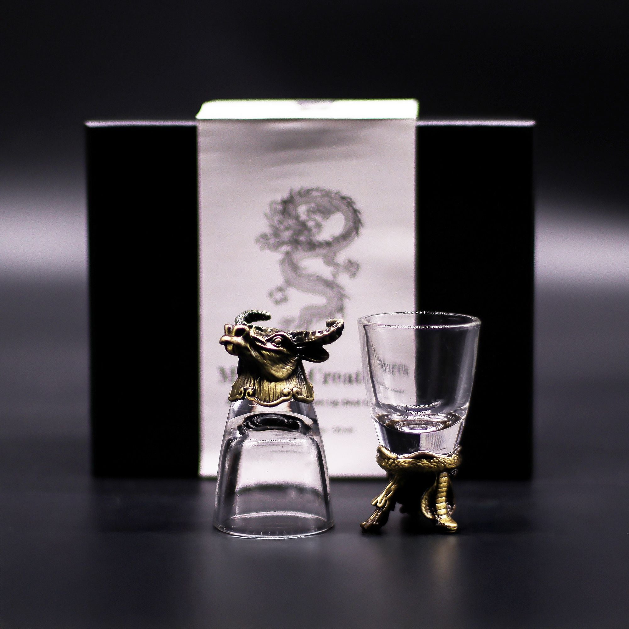 Gift Set of 6 Shot Glasses (50ml) - Wild Forest Creatures - Antique Bronze
