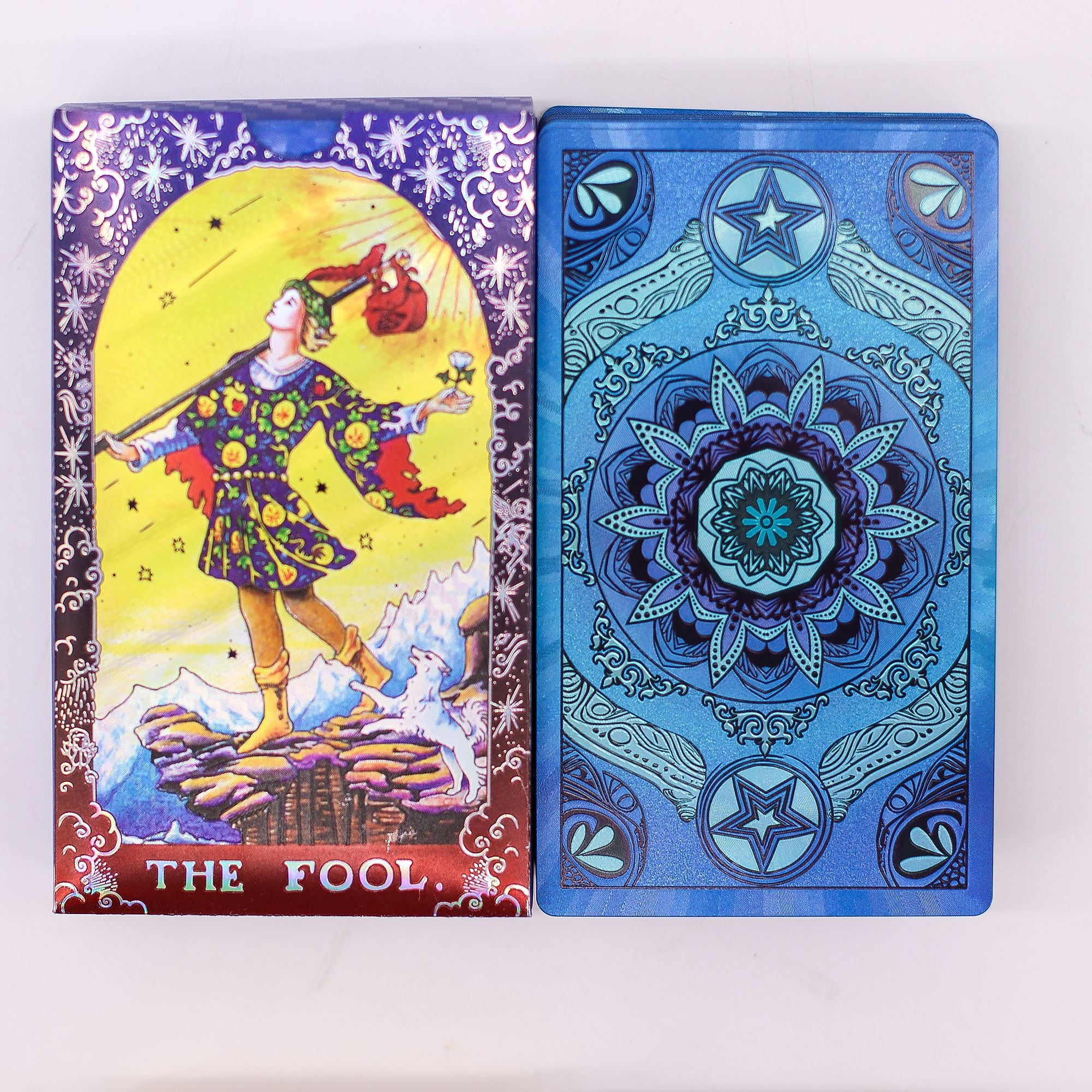 Blue Foil Tarot Card Set - Mandala - with booklet