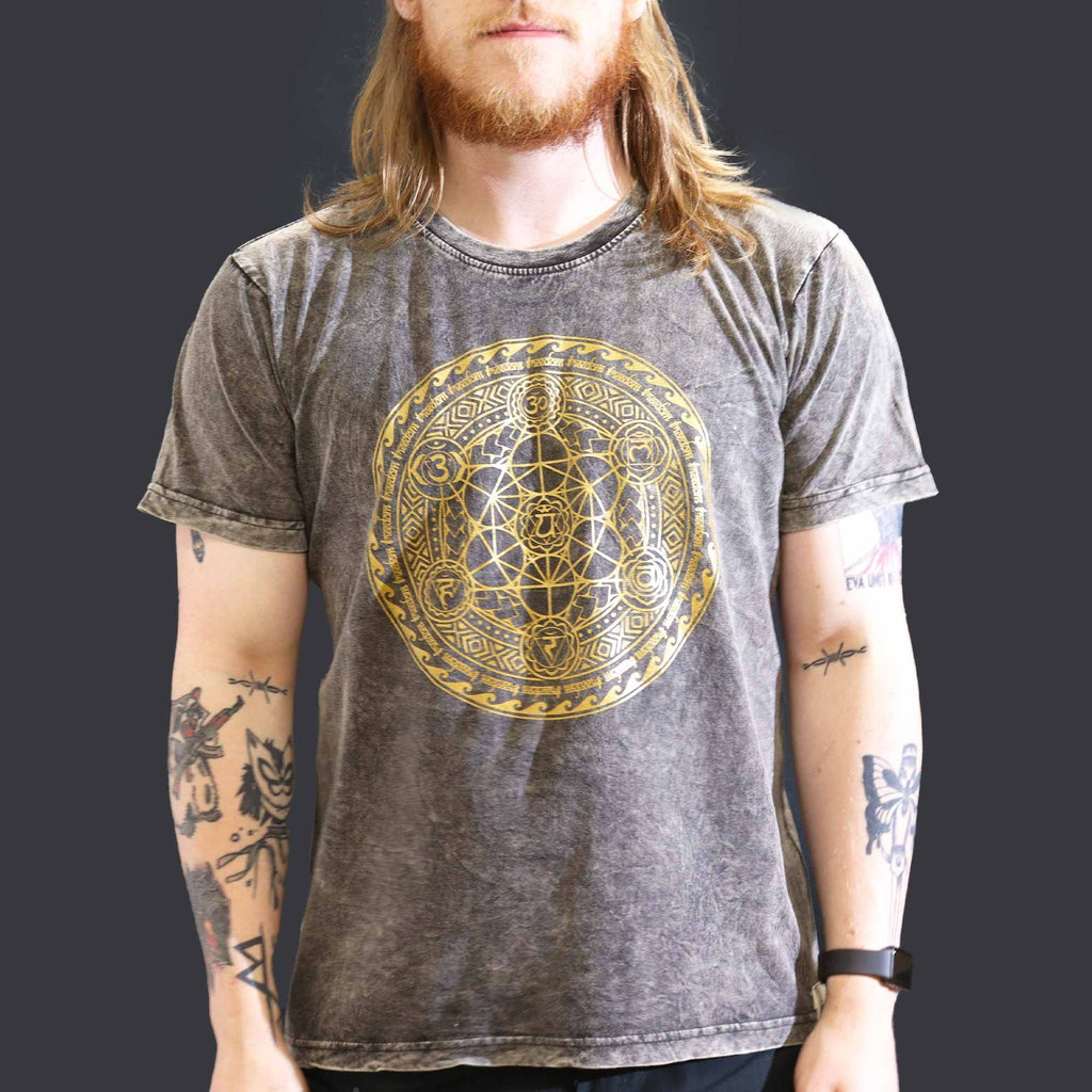 Large Stone Washed T-Shirt - Chakra - Dark Grey