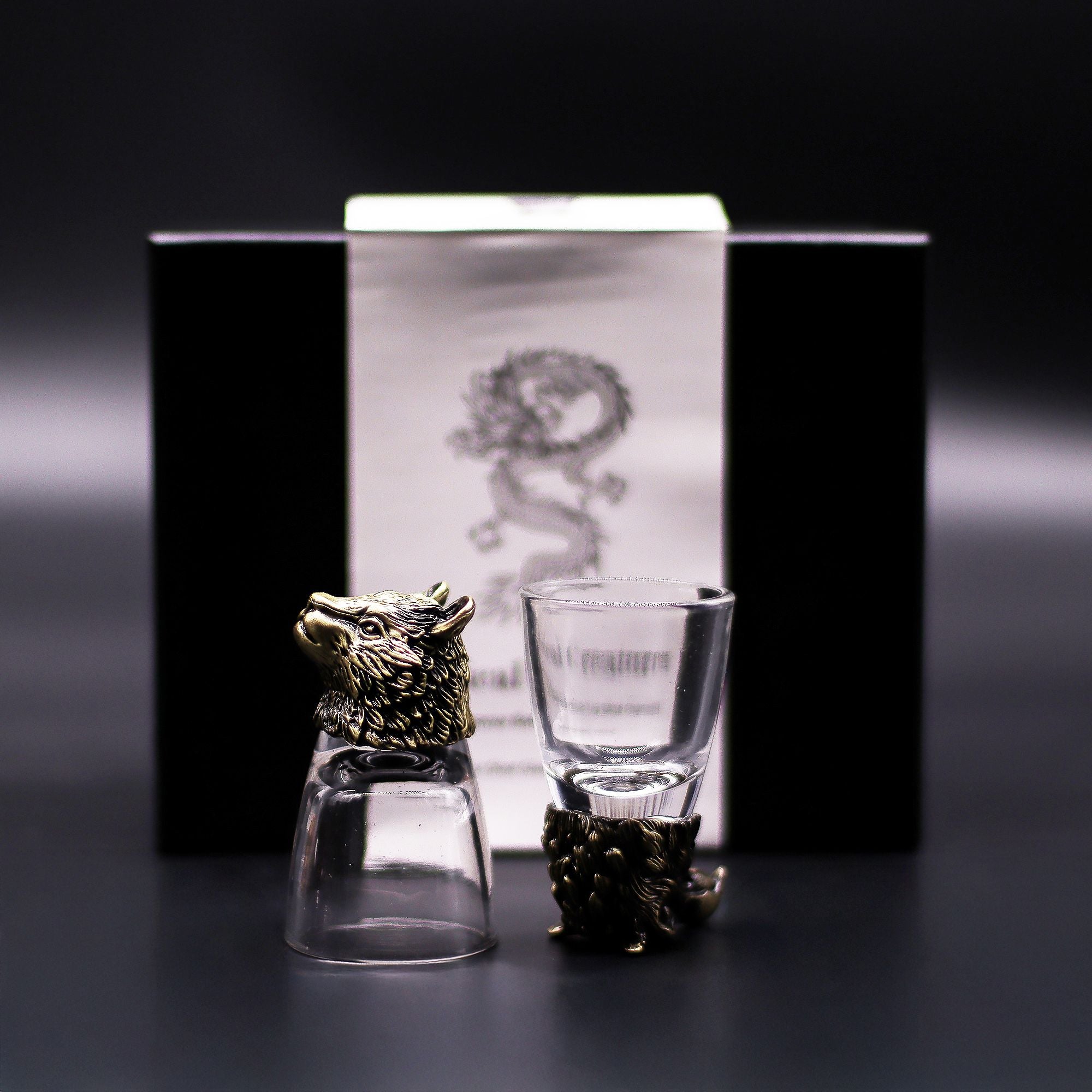 Gift Set of 6 Shot Glasses (50ml) - Wild Forest Creatures - Antique Bronze