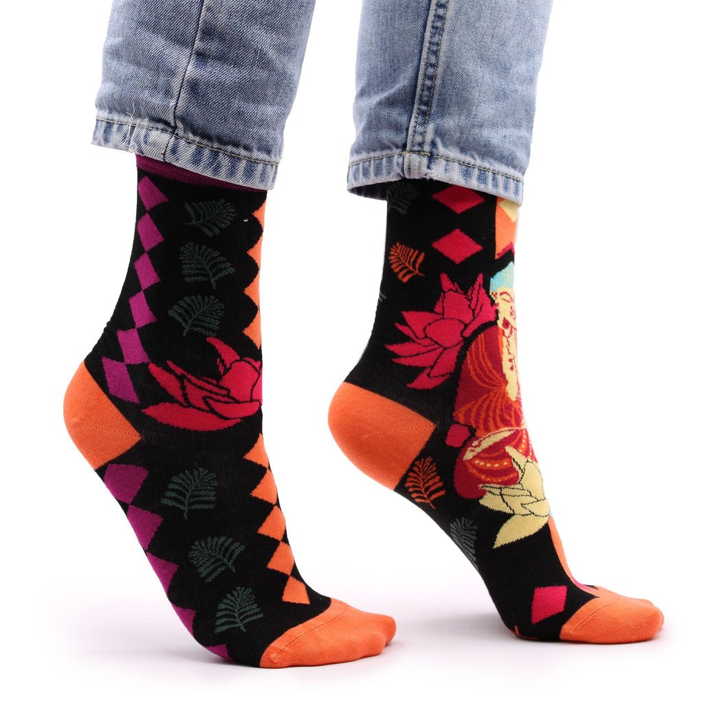Hop Hare Bamboo Socks S/M - Pink Buddha & Lotus 