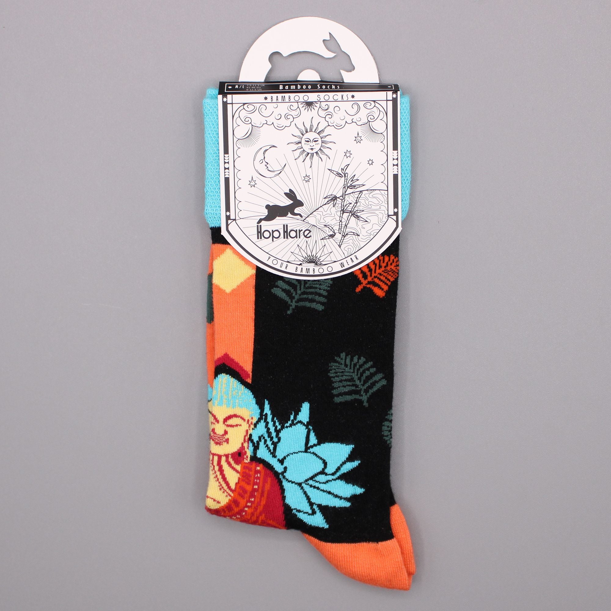 Hop Hare Bamboo Socks S/M - Blue Buddha & Lotus 