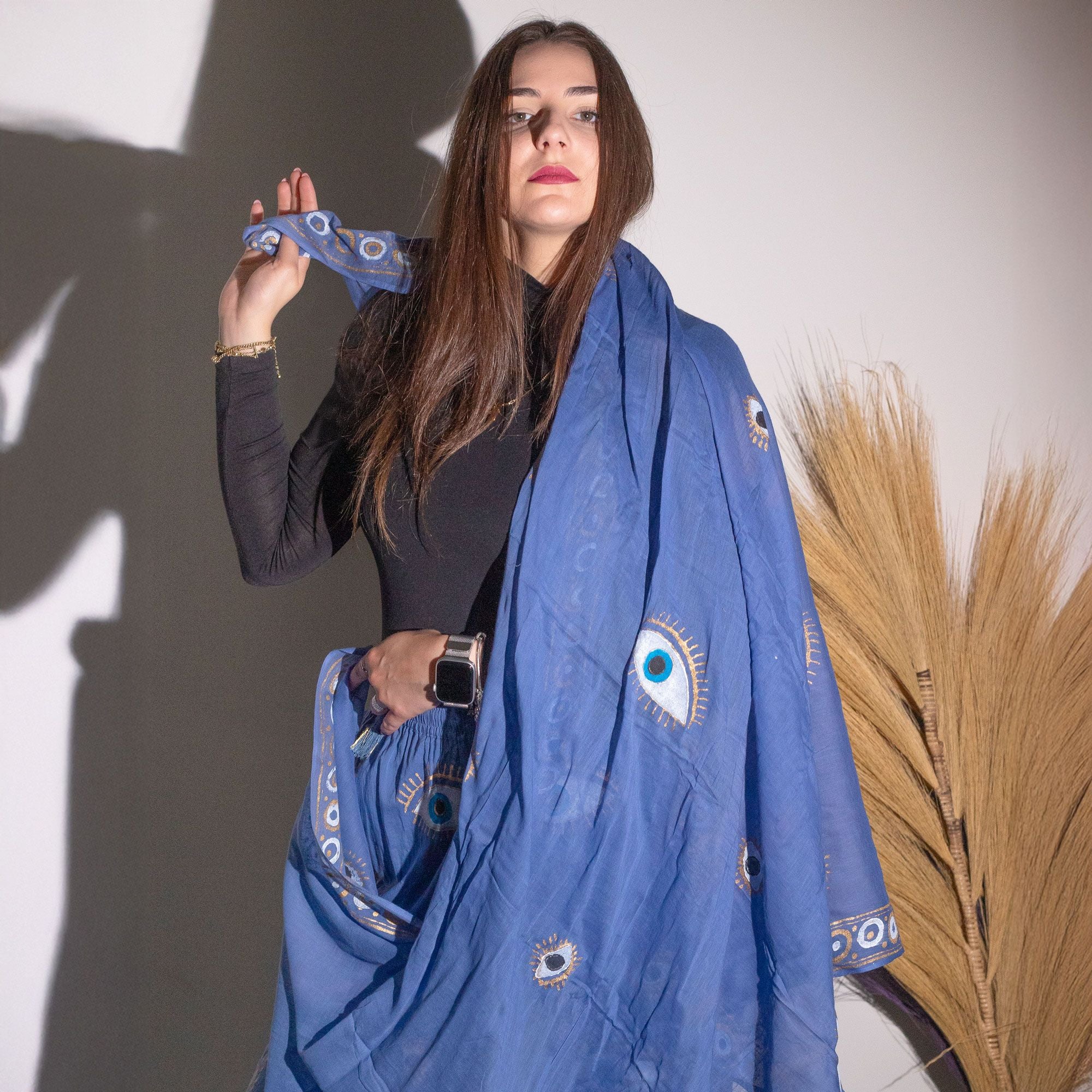 Nomad Sari On the Med Collection - Pareo - Sea Blue & Gold Fish Design