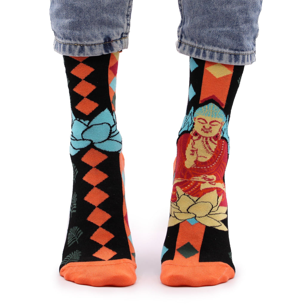 Hop Hare Bamboo Socks S/M - Blue Buddha & Lotus 