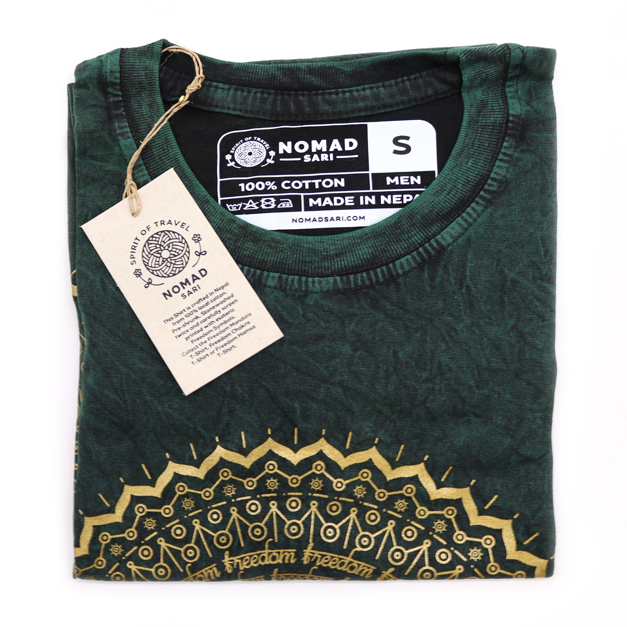 Small Stone Washed T-Shirt - Mandala - Green