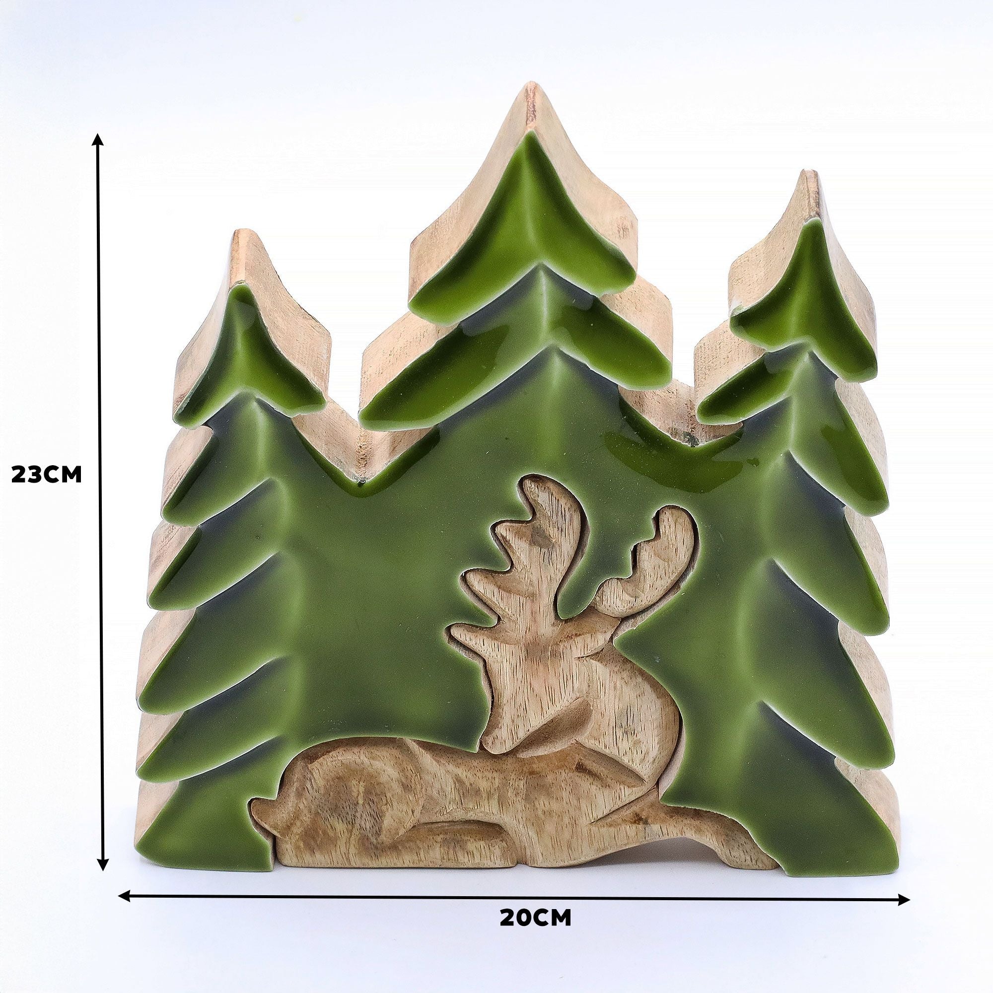 Lost in the Forrest -  Stag in the Forrest 3D Wooden Decoration - 23x20cm