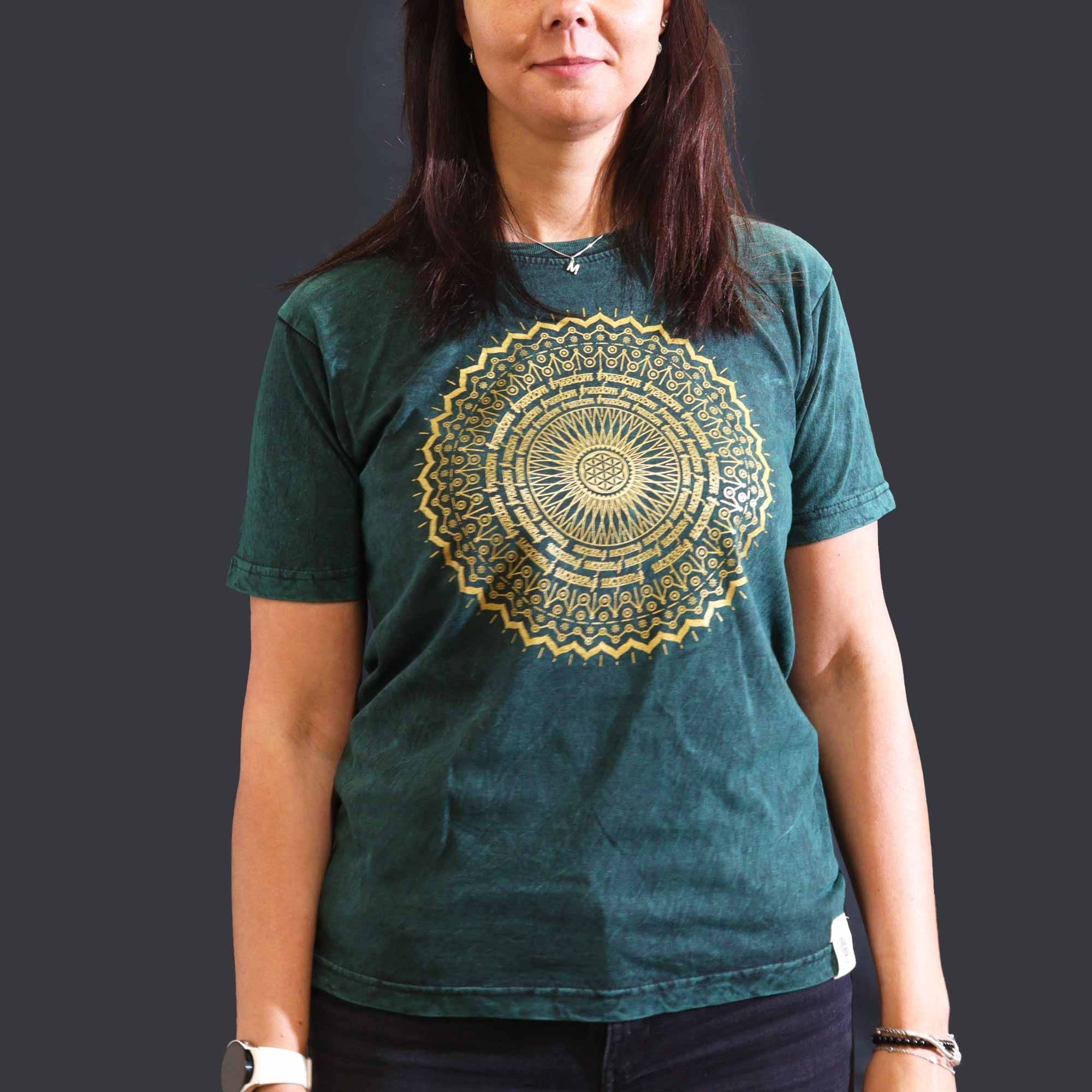 Medium Stone Washed T-Shirt - Mandala - Green