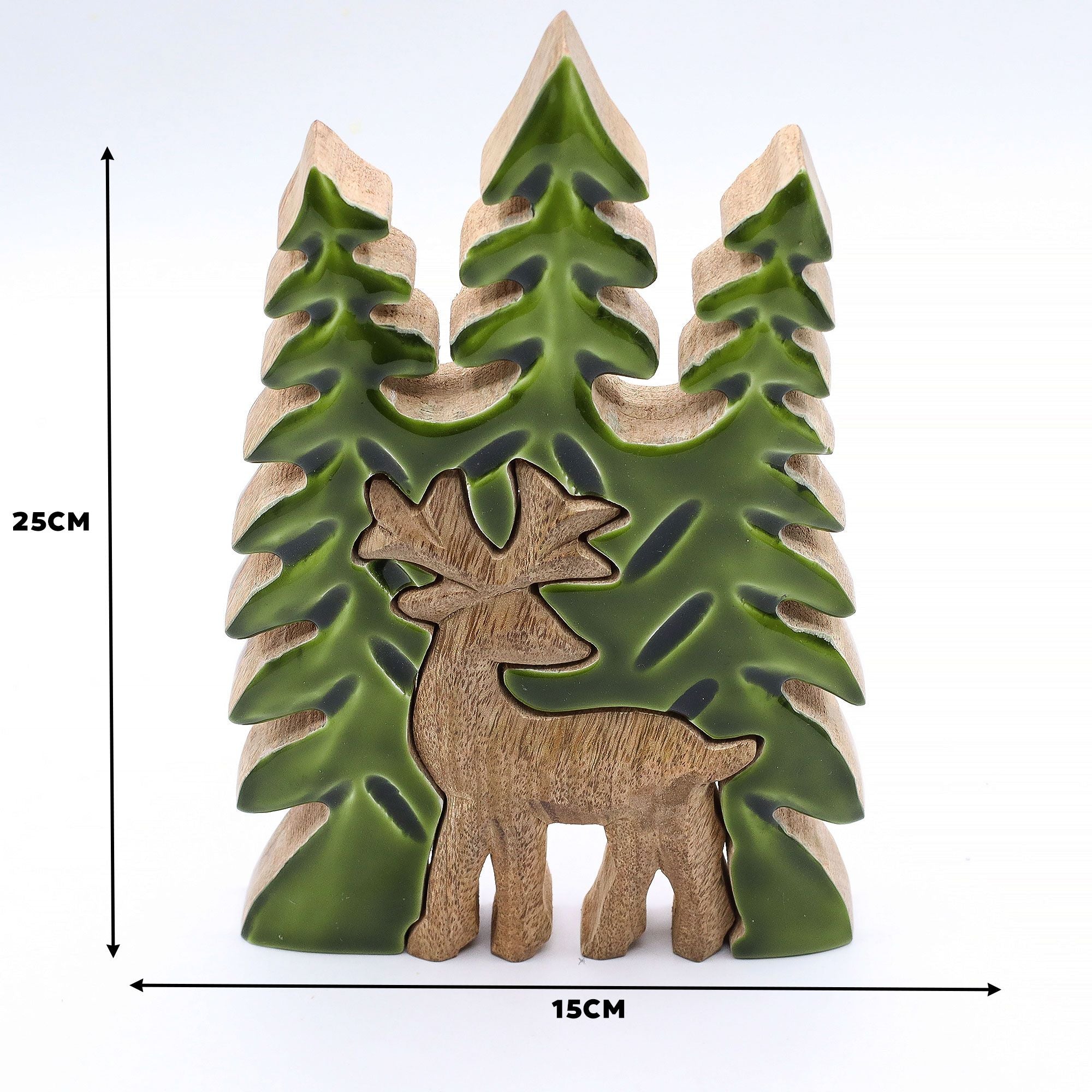 Lost in the Forrest -  Stag in the Forrest 3D Wooden Decoration - 25x15cm
