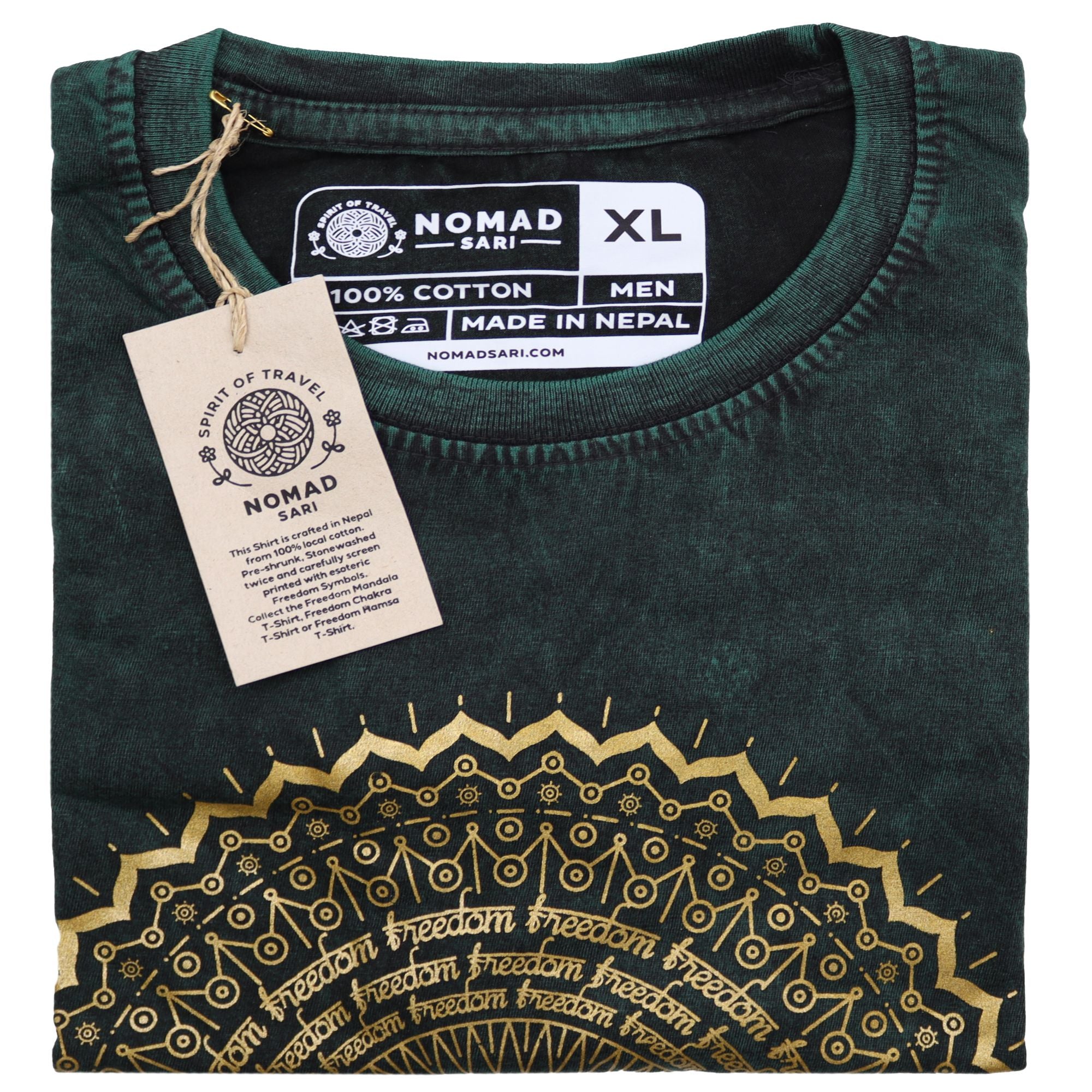 XLarge Stone Washed T-Shirt - Mandala - Green