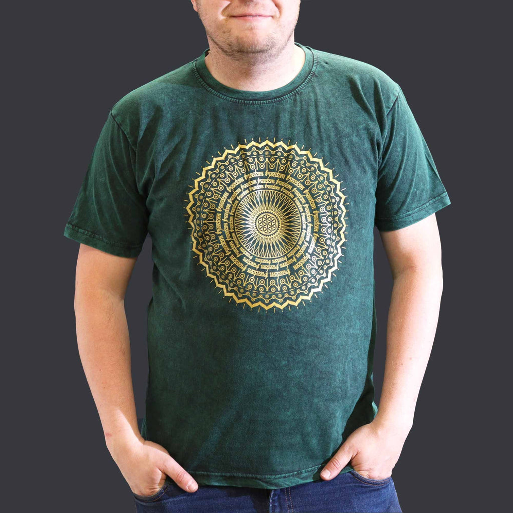 XLarge Stone Washed T-Shirt - Mandala - Green