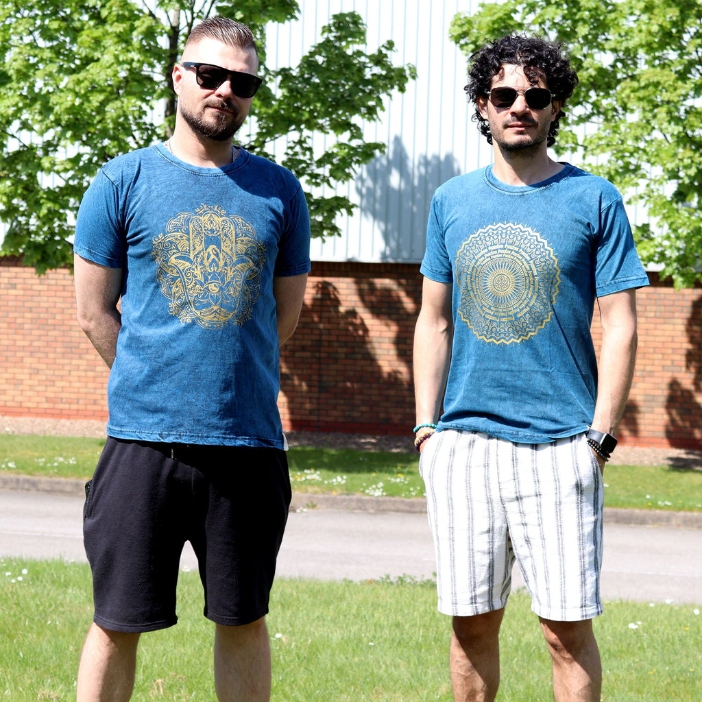 Medium Stone Washed T-Shirt - Mandala - Blue