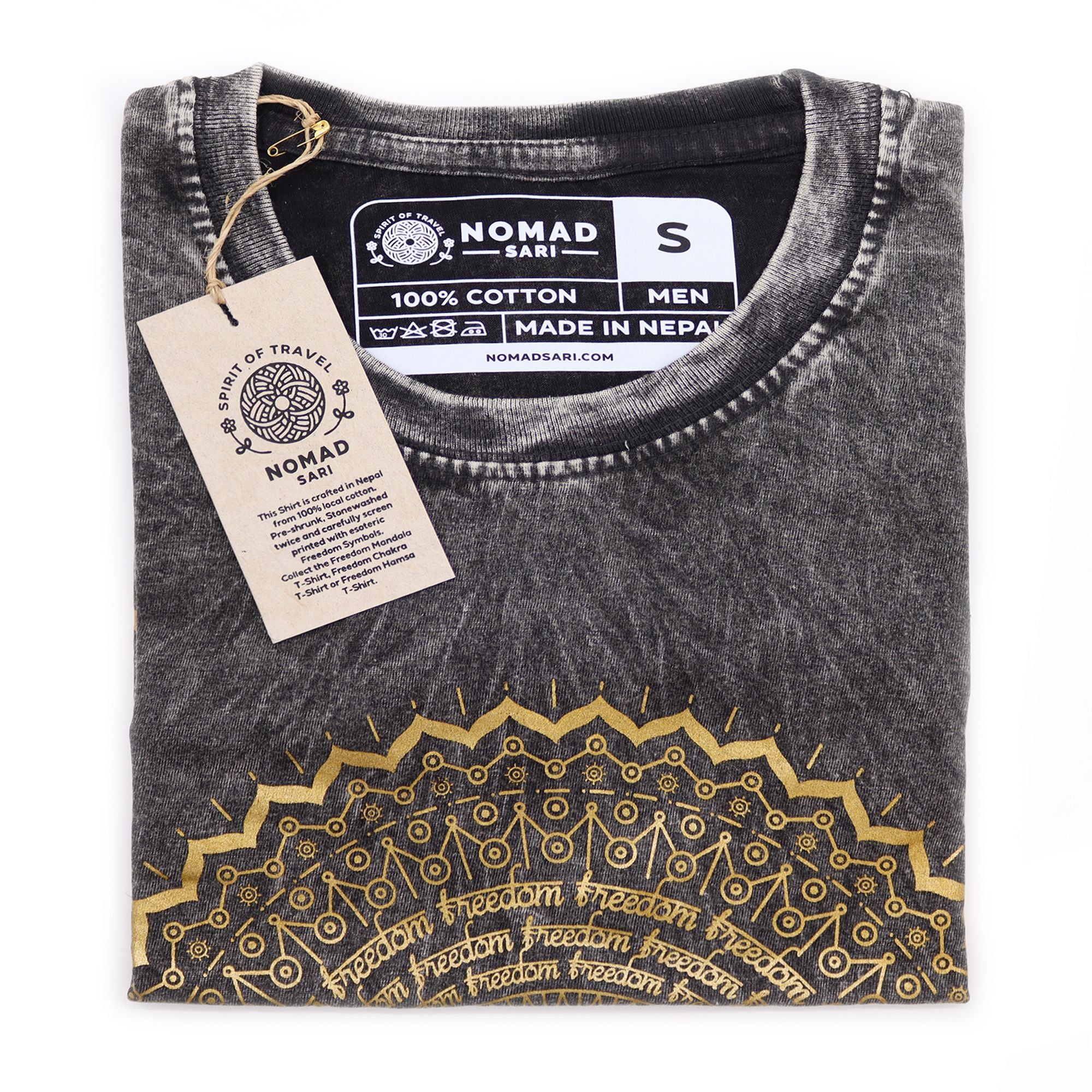Small Stone Washed T-Shirt - Mandala - Dark Grey