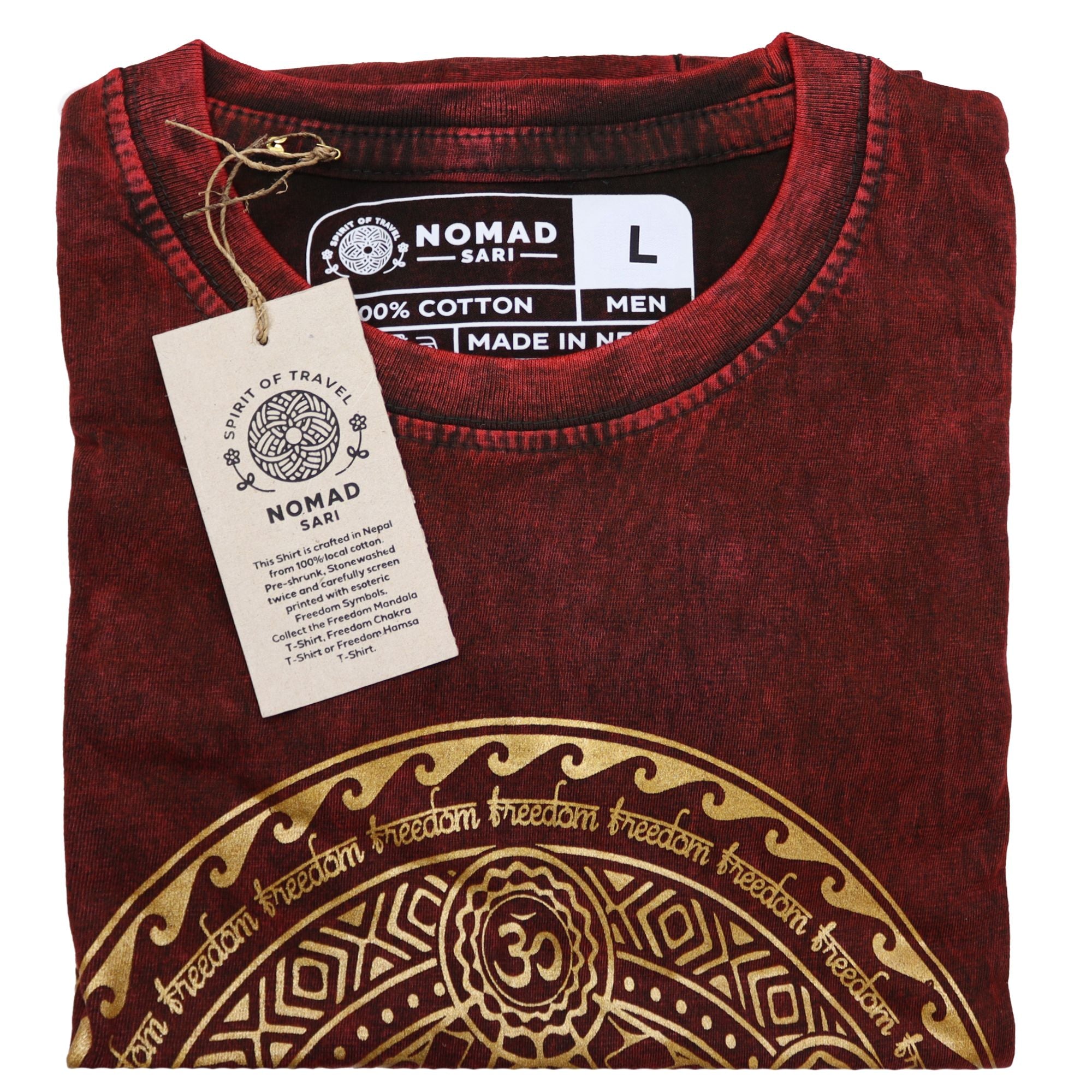 Large Stone Washed T-Shirt - Chakra - Maroon