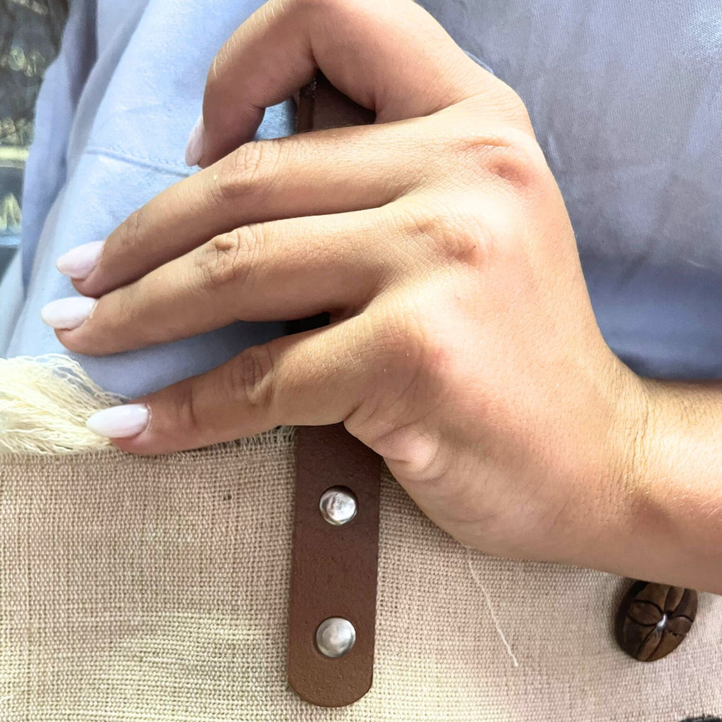 Natural Tote Bag Leather Handle - Mandela